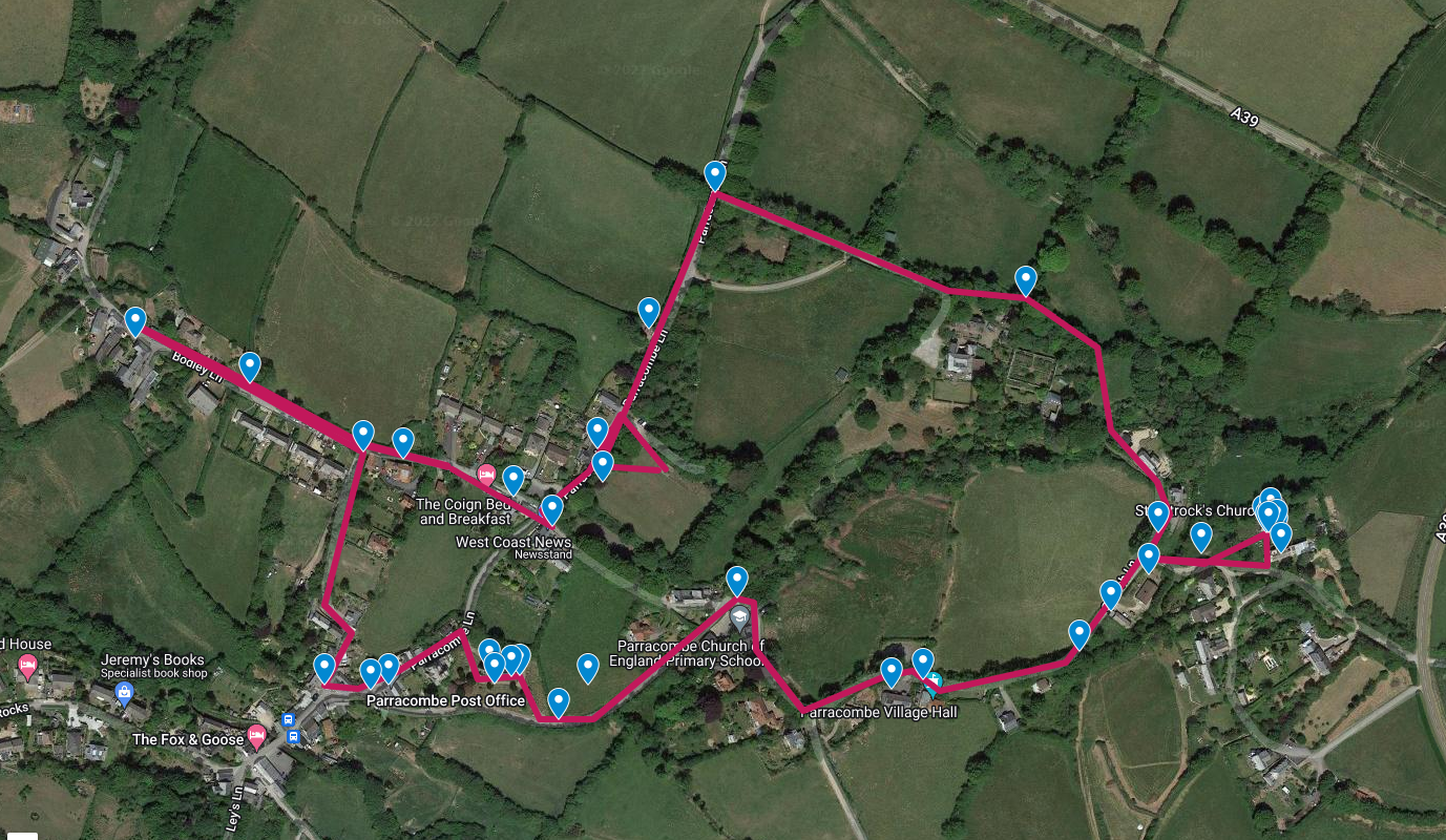 Parracombe 100 objects Village Walk and Map